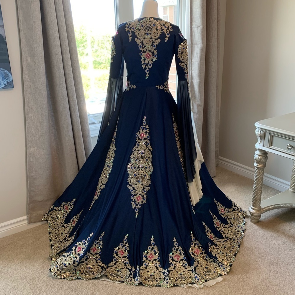 Worn Once Henna Turkish Dress, Navy and Gold